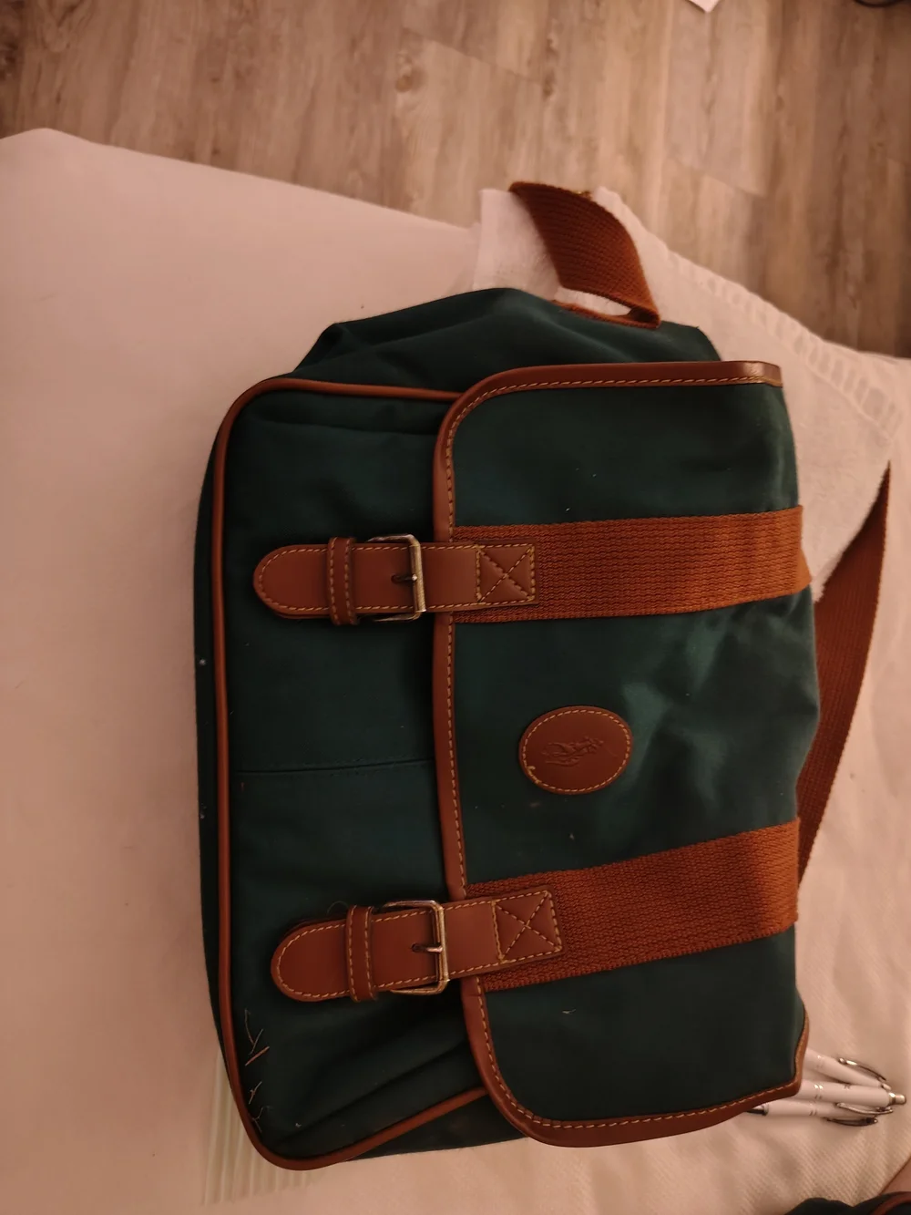Teal Duffel Bag with Brown Trim - Classic Travel Set
